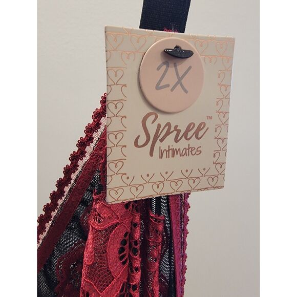 NWT Spree Intimates Black & Red Floral Lace Babydoll, XL - Style #10/BK/RD - Picture 7 of 7